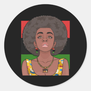 Happy Kwanzaa Pan Afrikaanse Vlag Zwarte Vrouw Zev Ronde Sticker