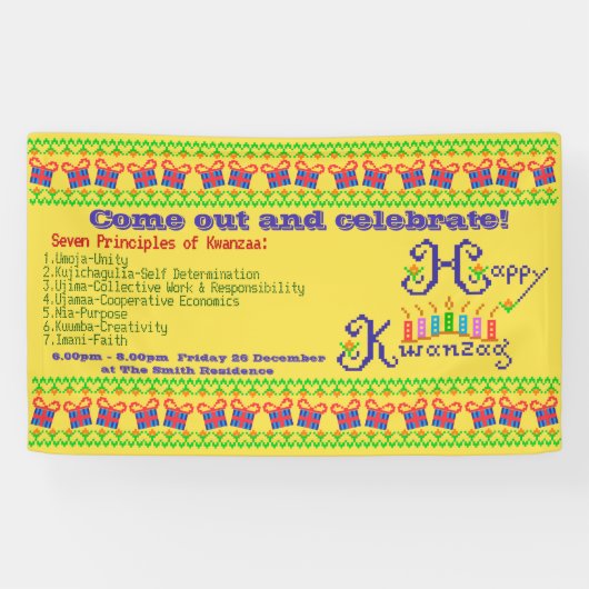 Happy Kwanzaa Personalized Spandoek (Horizontaal)