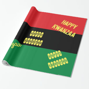 Happy Kwanzaa RBG UNIA Afro-Amerikaanse vlag Cadeaupapier