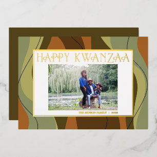 Happy Kwanzaa Single Photo Folie Holiday Card Feestdagenkaart