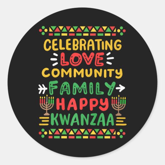 Happy Kwanzaa viert Mannen van de liefdesgemeensch Ronde Sticker (Voorkant)