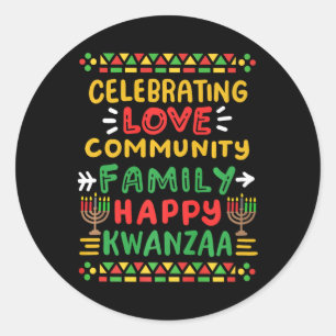 Happy Kwanzaa viert Mannen van de liefdesgemeensch Ronde Sticker