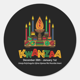 Happy Kwanzaa Zeven Principes van Kwanzaa - Kinara Ronde Sticker