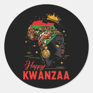 Happy Kwanzaa Zeven principes van Kwanzaa Vrouwen  Ronde Sticker