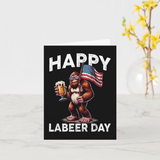 Happy Laber Day Labor Day Sasquatch Amerikaanse vl Kaart (Gele Bloem)