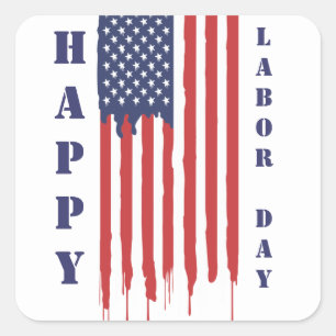 Happy Labor Day Amerikaanse vlag graffiti Vierkante Sticker