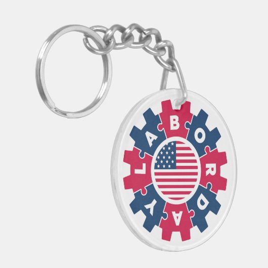Happy Labor Day Fun Sleutelhanger (Voorkant Links)