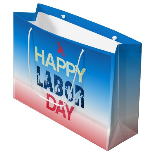 Happy Labor Day in rood wit blauw Groot Cadeauzakje (Voorkant Gekanteld)