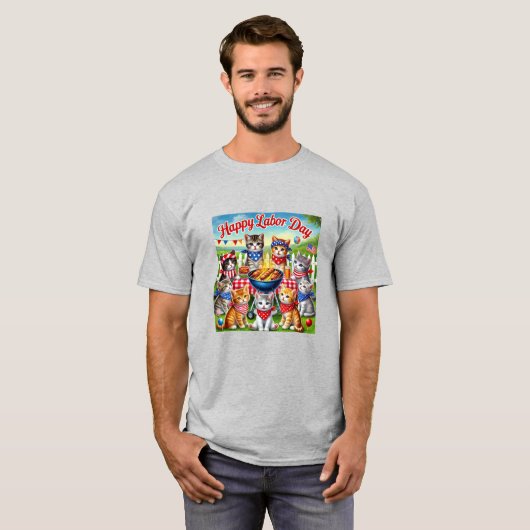 Happy Labor Day Kittens T-shirt (Devant entier)