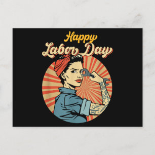 Happy Labor Day Meisje Sterke arbeidersbeweging We Feestdagenkaart