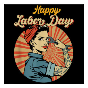 Happy Labor Day Meisje Sterke arbeidersbeweging We Perfect Poster