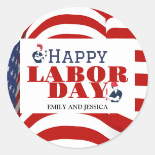 Happy Labor Day patriottische Amerikaanse vlag Ronde Sticker