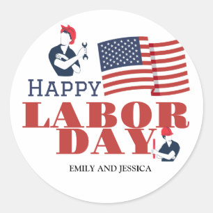 Happy Labor Day patriottische Amerikaanse vlag Ronde Sticker