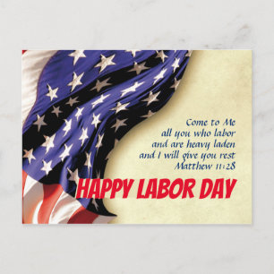 HAPPY LABOR DAY Scripting USA Flag Gepersonaliseer Feestdagenkaart