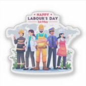 Happy Labor's Day Workforce Heroes Sticker (Devant)