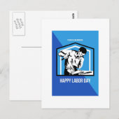Happy Labour Day Fellow Workforce Retro Poster Briefkaart (Voorkant / Achterkant)