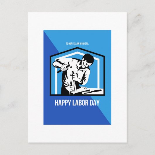 Happy Labour Day Fellow Workforce Retro Poster Briefkaart (Voorkant)