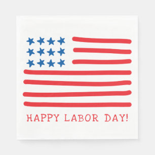 Happy Labour Day Handtekening Amerikaanse vlag Servet
