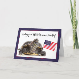 Happy Labour Day Patriottic Turtle with Flag Humor Feestdagen Kaart