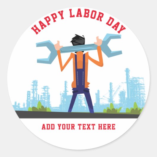 Happy Labour Day Ronde Sticker (Voorkant)
