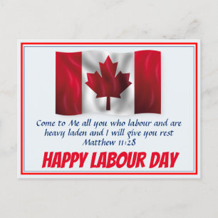 HAPPY LABOUR DAY Scripture Canada Vlag Gepersonali Feestdagenkaart