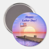 Happy Labour Day US Flag and Dock Magneet (Voorkant / Achterkant)