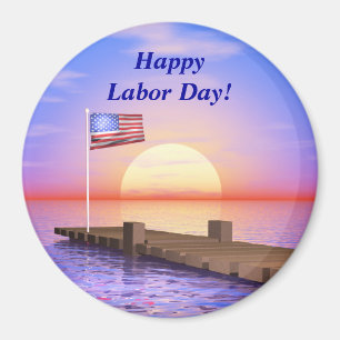 Happy Labour Day US Flag and Dock Magneet