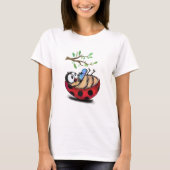 Happy Ladybug met Telefoon Grappig T-Shirt (Voorkant)