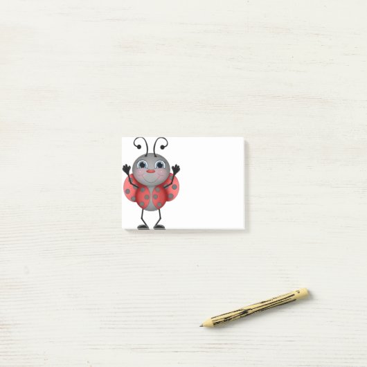Happy Ladybug rood zwart Post-it® Notes (Op bureau)