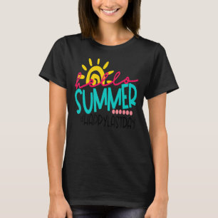 Happy Last Day Of School Hello Summer Teacher Stud T-shirt