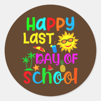 Happy Last Day Of School Kids Teacher Graduation Ronde Sticker