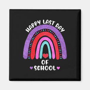 Happy Last Day Of School Rainbow Hearts Girls Kids Magneet