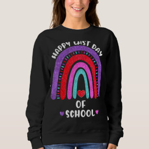 Happy Last Day Of School Rainbow Hearts Girls Kids Trui