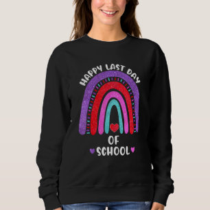 Happy Last Day Of School Rainbow Hearts Girls Kids Trui