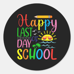 Happy Last Day Of School Teacher Student Graduatio Ronde Sticker