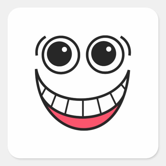 Happy Laughing Funny Comic Cartoon Face Vierkante Sticker (Voorkant)