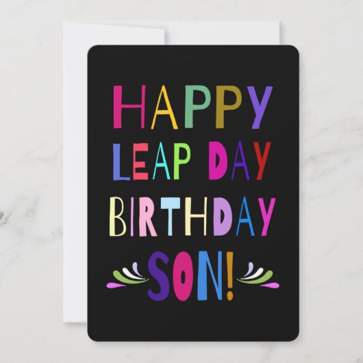 Happy Leap Day Verjaardag Zoon! Levendig lettertyp (Voorkant)