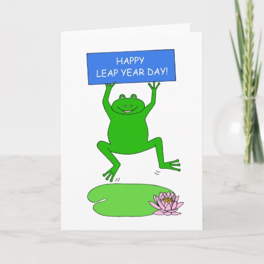 Happy Leap Year Day Cartoon Frog Kaart (Voorkant)