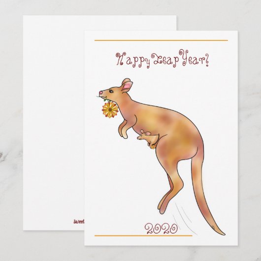 Happy Leap Year Kangaroo | Bedankkaart (Voorkant / Achterkant)