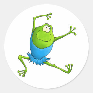 Happy Leaping Ballet Frog Ronde Sticker