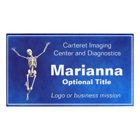 Happy Leaping Skeleton Imaging Naambadge (Voorkant)