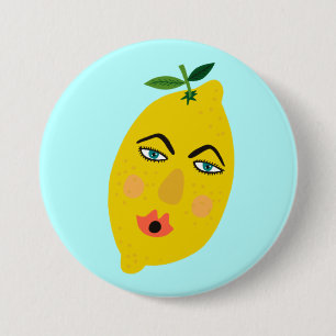 Happy Lemon Whimsical Ronde Button 7,6 Cm