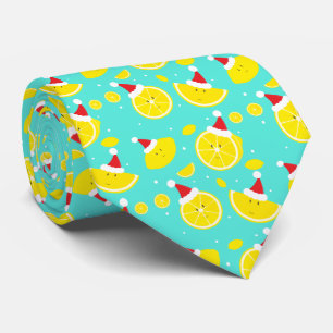 Happy Lemons Santa Hats Cartoon-kerstpatroon Stropdas