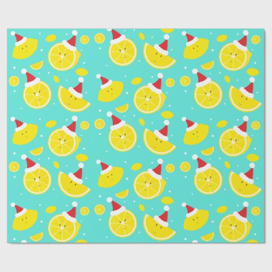 Happy Lemons Santa Hats Pattern Cadeaupapier (Vlak)