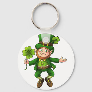 Happy Leprechaun en Shamrock Sleutelhanger