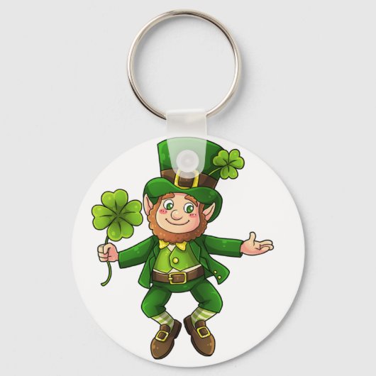 Happy Leprechaun en Shamrock Sleutelhanger (Voorkant)