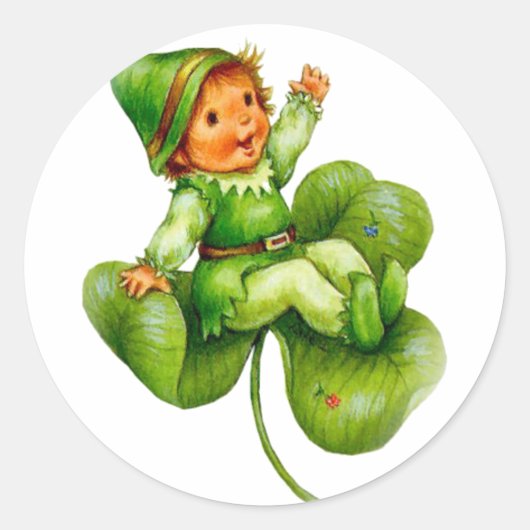 Happy Leprechaun Ronde Sticker (Voorkant)