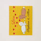 Happy, liefhebbende konijnen legpuzzel (Verticaal)