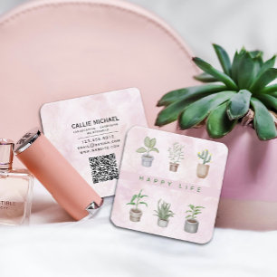 Happy Life Groene Planten Vierkante Visitekaartje