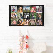 Happy Life Photo Collage Black Custom Banner (Insitu)